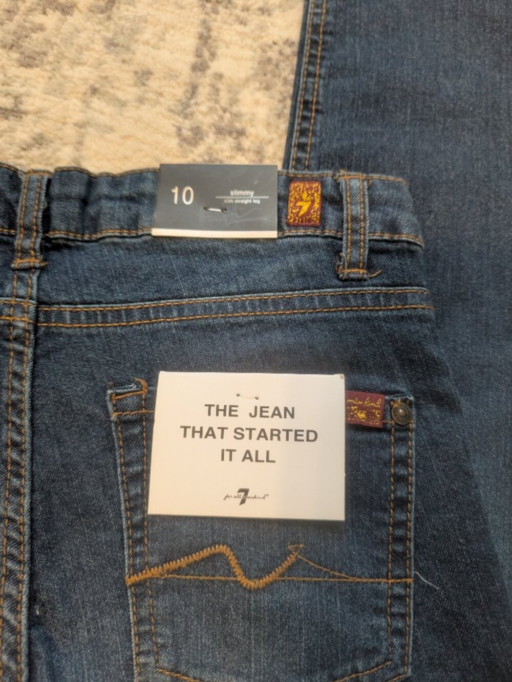 7 For All Mankind Slimmy Jeans Boys Size 10 NWT Slim Straight Dark Wash Denim - Picture 8 of 8